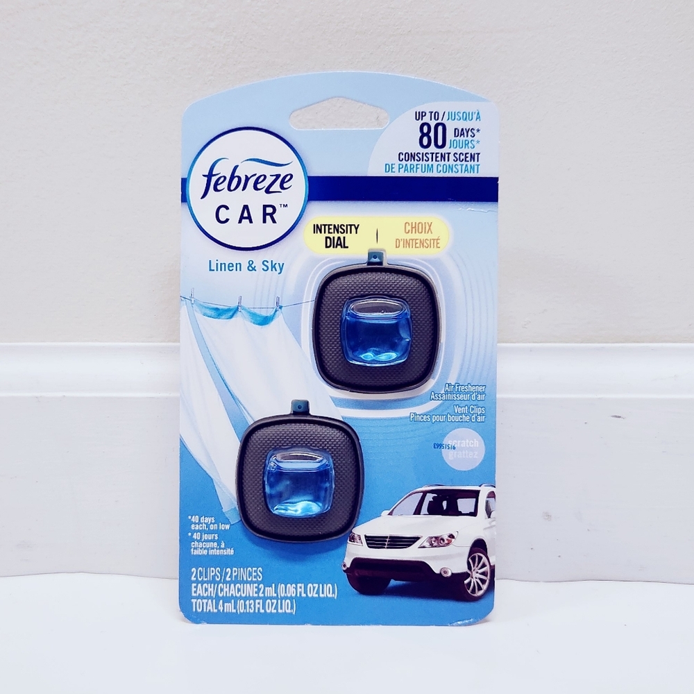 🔮3/$15 Febreze Car Air Freshener Vent Clip Linen & Sky